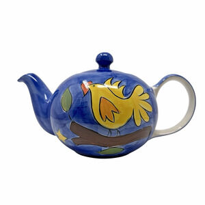 Vintage Hand Painted Rooster Teapot Herman Dodge Son 1999 Valencia CA Folk Art